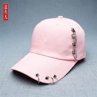 Unisex Hip-hop Streetwear Star Smiley Face Solid Color Metal Curved Eaves Baseball Cap sku image 17