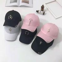 Unisex Hip-hop Streetwear Star Smiley Face Solid Color Metal Curved Eaves Baseball Cap main image 1