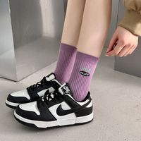 Women's Japanese Style Letter Color Block Cotton Crew Socks A Pair main image 3