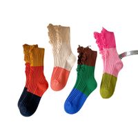 Women's Casual Color Block Cotton Crew Socks A Pair main image 5