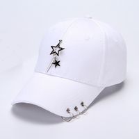 Unisex Hip-hop Streetwear Star Smiley Face Solid Color Metal Curved Eaves Baseball Cap sku image 3