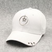 Unisex Hip-hop Streetwear Star Smiley Face Solid Color Metal Curved Eaves Baseball Cap sku image 6
