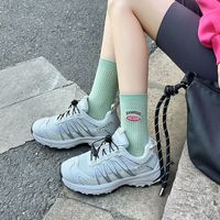 Women's Japanese Style Letter Color Block Cotton Crew Socks A Pair main image 5