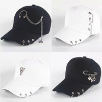 Unisex Hip-hop Streetwear Star Smiley Face Solid Color Metal Curved Eaves Baseball Cap main image 2