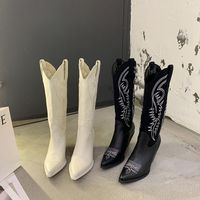 Women's Vintage Style Solid Color Point Toe Classic Boots main image 3