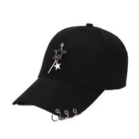 Unisex Hip-hop Streetwear Star Smiley Face Solid Color Metal Curved Eaves Baseball Cap main image 4