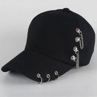 Unisex Hip-hop Streetwear Star Smiley Face Solid Color Metal Curved Eaves Baseball Cap sku image 18