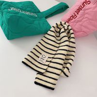 Women's Basic Classic Style Color Block Polyester Knitting Scarf sku image 1