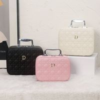 Classic Style Solid Color Pu Leather Square Makeup Bags main image 2