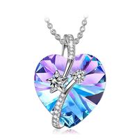 1 Piece Fashion Heart Shape Artificial Crystal Alloy Plating Rhinestones Women's Pendant Necklace sku image 1