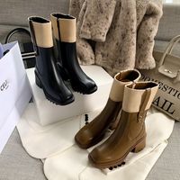 Women's Vintage Style Solid Color Square Toe Classic Boots main image 4