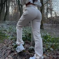 Women's Casual Daily Streetwear Solid Color Full Length Washed Cargo Pants main image 4