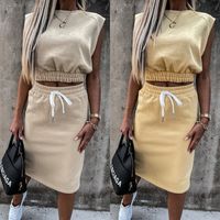 Daily Street Women's Streetwear Solid Color Spandex Polyester Slit Skirt Sets Skirt Sets main image 1