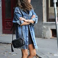 Women's Fashion Solid Color Ripped Single Breasted Coat Denim Jacket main image 3