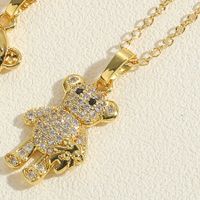 Vintage Style Simple Style Little Bear Stainless Steel Copper 14k Gold Plated Zircon Pendant Necklace In Bulk sku image 3