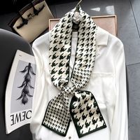 Women's Elegant Houndstooth Satin Silk Scarf main image 1