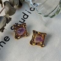 Fashion Square Baroque Pearl Inlay Rhinestones Earrings 1 Pair sku image 1
