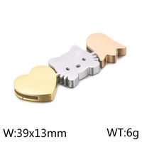 1 Piece 39 * 13mm Stainless Steel 18K Gold Plated Animal Heart Shape Polished Spacer Bars sku image 1