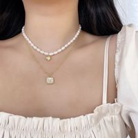 1 Piece Retro Heart Shape Freshwater Pearl Beaded Necklace main image 5
