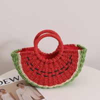 Women's Medium Spring&summer Straw Watermelon Vacation Shell String Straw Bag sku image 1