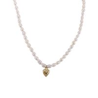 1 Piece Retro Heart Shape Freshwater Pearl Beaded Necklace main image 2