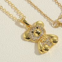 Vintage Style Simple Style Little Bear Stainless Steel Copper 14k Gold Plated Zircon Pendant Necklace In Bulk sku image 6