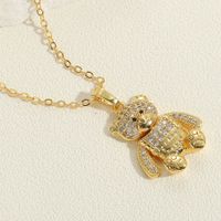 Vintage Style Simple Style Little Bear Stainless Steel Copper 14k Gold Plated Zircon Pendant Necklace In Bulk sku image 5