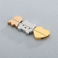 1 Piece 39 * 13mm Stainless Steel 18K Gold Plated Animal Heart Shape Polished Spacer Bars main image 5