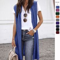 Women's Streetwear Solid Color Placket Vest Vest main image 1