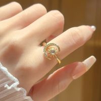 Casual Modern Style Sun Moon Eye Copper Asymmetrical Plating Inlay Rhinestones 18k Gold Plated Open Rings main image 2