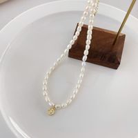 1 Piece Retro Heart Shape Freshwater Pearl Beaded Necklace sku image 3
