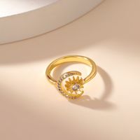 Casual Modern Style Sun Moon Eye Copper Asymmetrical Plating Inlay Rhinestones 18k Gold Plated Open Rings sku image 1
