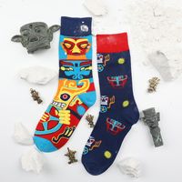 Unisex Casual Portrait Abstract Cotton Printing Crew Socks A Pair main image 2
