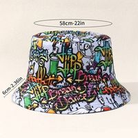Unisex Elegant Streetwear Graffiti Printing And Dyeing Big Eaves Bucket Hat main image 3