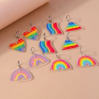 Wholesale Jewelry Simple Style Classic Style Rainbow Plastic Zinc Alloy Printing Drop Earrings main image 9