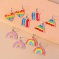 Wholesale Jewelry Simple Style Classic Style Rainbow Plastic Zinc Alloy Printing Drop Earrings sku image 2