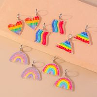 Wholesale Jewelry Simple Style Classic Style Rainbow Plastic Zinc Alloy Printing Drop Earrings main image 3