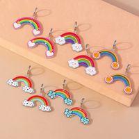 Wholesale Jewelry Simple Style Classic Style Rainbow Plastic Zinc Alloy Printing Drop Earrings sku image 1