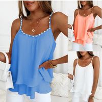 Women's Vest Tank Tops Pearl Backless Casual Elegant Stripe Solid Color main image 1