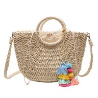 Women's All Seasons Straw Vintage Style Handbag Beach Bag sku image 2