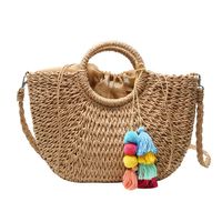 Women's All Seasons Straw Vintage Style Handbag Beach Bag sku image 1