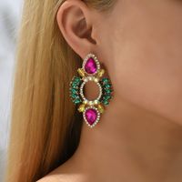 Glam Retro Lady Geometric Rhinestone Inlay Artificial Gemstones Women's Ear Studs main image 2