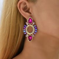 Glam Retro Lady Geometric Rhinestone Inlay Artificial Gemstones Women's Ear Studs main image 5