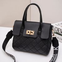 Women's Small Pu Leather Solid Color Classic Style Square Lock Clasp Handbag sku image 1
