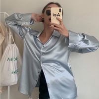 Women's Blouse Long Sleeve Blouses Button Vintage Style Simple Style Classic Style Simple Solid Color main image 5