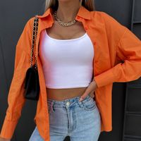 Frau Bluse Lange Ärmel Blusen Taste Lässig Basic Einfarbig main image 1