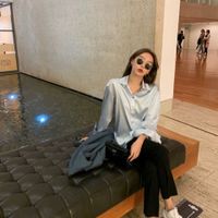 Women's Blouse Long Sleeve Blouses Button Vintage Style Simple Style Classic Style Simple Solid Color main image 7
