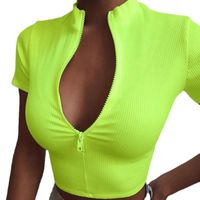 Women's T-shirt Short Sleeve T-shirts Sexy Solid Color main image 2