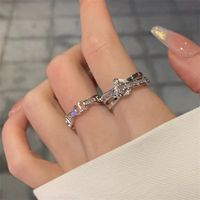 Lady Letter Copper Plating Inlay Artificial Diamond Open Rings main image 1