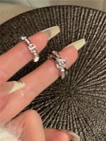 Lady Letter Copper Plating Inlay Artificial Diamond Open Rings main image 3